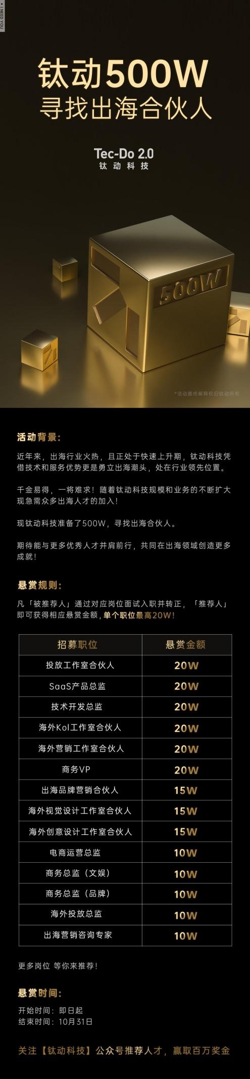 又一重磅内容!钛动500W,寻找出海合伙人!(图2) 又一重磅内容!钛动500W,寻找出海合伙人!