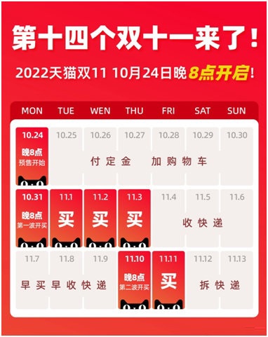 不用熬夜，阿里巴巴宣布今年天猫、淘宝双 11 将于 10 月 24 日晚 8 点